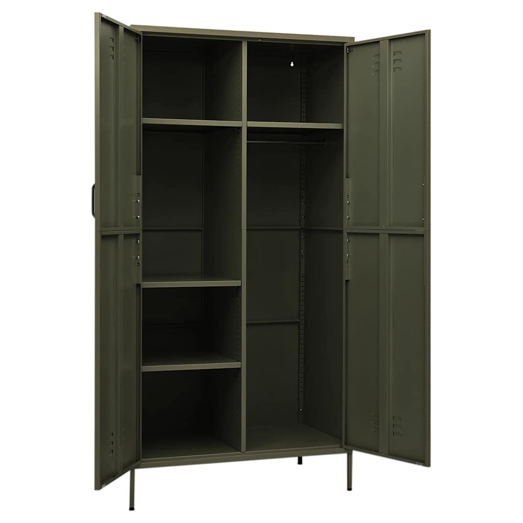 vidaXL Wardrobe 90x50x180 cm steel olive green