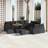 vidaXL Tuinbank Set met kussen 13 pcs Zwart poly rattan