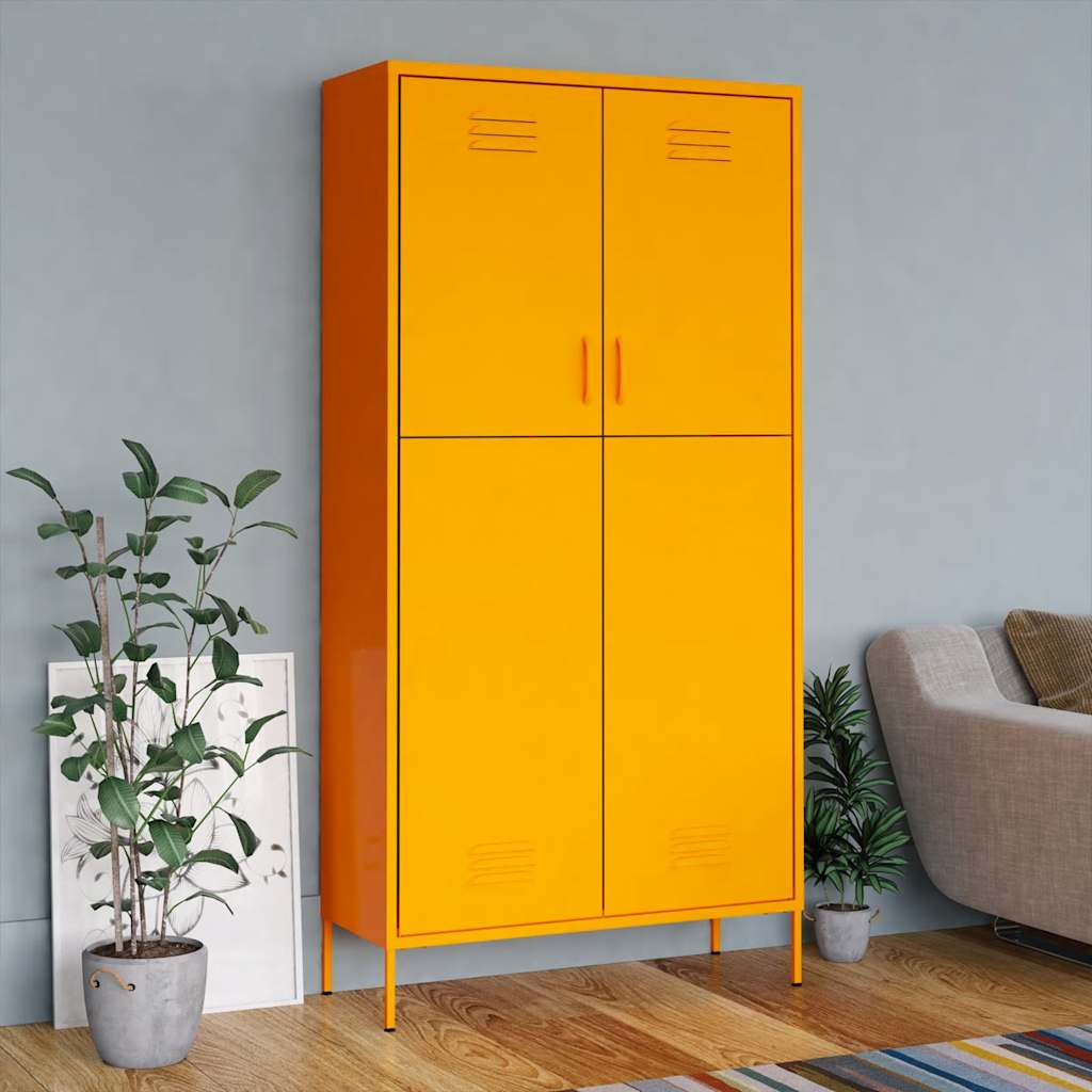 vidaXL Wardrobe 90x50x180 cm steel olive green