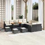 vidaXL Tuinbank Set met kussen 13 pcs Zwart poly rattan