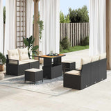 vidaXL Tuinbank Set met kussen 8 pcs Zwart poly rattan