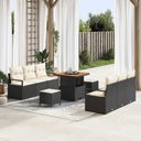 vidaXL Tuinbank Set met kussen 9 pcs Zwart poly rattan