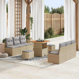 vidaXL Tuinbank Set met kussen 9 pcs Zwart poly rattan