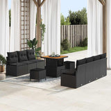 vidaXL Tuinbank Set met kussen 10 pcs Zwart poly rattan