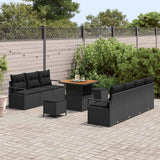 vidaXL Tuinbank Set met kussen 10 pcs Zwart poly rattan
