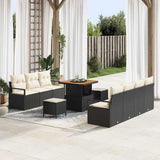 vidaXL Tuinbank Set met kussen 10 pcs Zwart poly rattan
