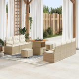 vidaXL Tuinbank Set met kussen 10 pcs Zwart poly rattan