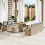 vidaXL Tuinbank Set met kussen 10 pcs Zwart poly rattan