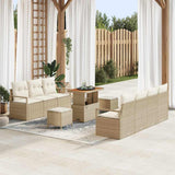 vidaXL Tuinbank Set met kussen 10 pcs Zwart poly rattan