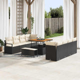 vidaXL Garden Sofa Set with cushions 11 pcs Black poly rattan
