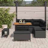vidaXL Tuinbank Set met kussen 8 pcs Zwart poly rattan