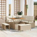 vidaXL Tuinbank Set met kussen 8 pcs Zwart poly rattan