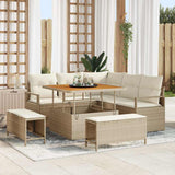 vidaXL Tuinbank Set met kussen 8 pcs Zwart poly rattan