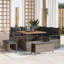 vidaXL Tuinbank Set met kussen 8 pcs Zwart poly rattan