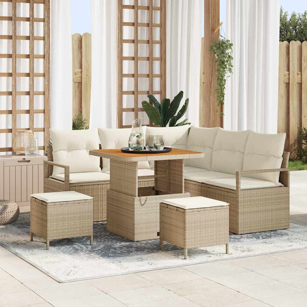 vidaXL Tuinbank Set met kussen 8 pcs Zwart poly rattan