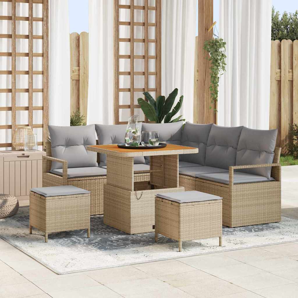 vidaXL Tuinbank Set met kussen 8 pcs Zwart poly rattan