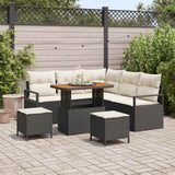vidaXL Tuinbank Set met kussen 8 pcs Zwart poly rattan