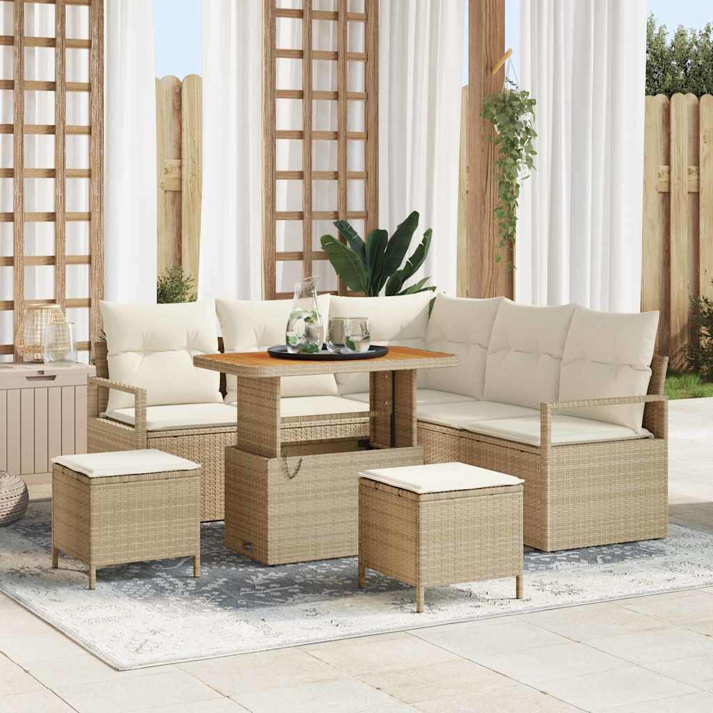 vidaXL Tuinbank Set met kussen 8 pcs Zwart poly rattan