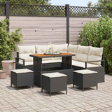 vidaXL Tuinbank Set met kussen 8 pcs Zwart poly rattan