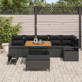 vidaXL Tuinbank Set met kussen 9 pcs Zwart Poly rattan