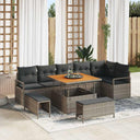 vidaXL Tuinbank Set met kussen 9 pcs Zwart Poly rattan