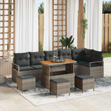 vidaXL Tuinbank Set met kussen 9 pcs Zwart Poly rattan