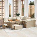 vidaXL Tuinbank Set met kussen 12 pcs Zwart poly rattan