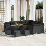 vidaXL Tuinbank Set met kussen 12 pcs Zwart poly rattan