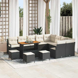 vidaXL Tuinbank Set met kussen 12 pcs Zwart poly rattan