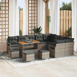 vidaXL Tuinbank Set met kussen 12 pcs Zwart poly rattan