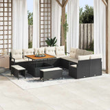 vidaXL Garden Sofa Set with Cushions 13 pcs Black Poly Rattan