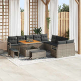 vidaXL Garden Sofa Set with Cushions 13 pcs Black Poly Rattan