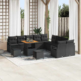 vidaXL Garden Sofa Set with Cushions 13 pcs Black Poly Rattan