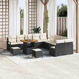 vidaXL Garden Sofa Set with Cushions 13 pcs Black Poly Rattan