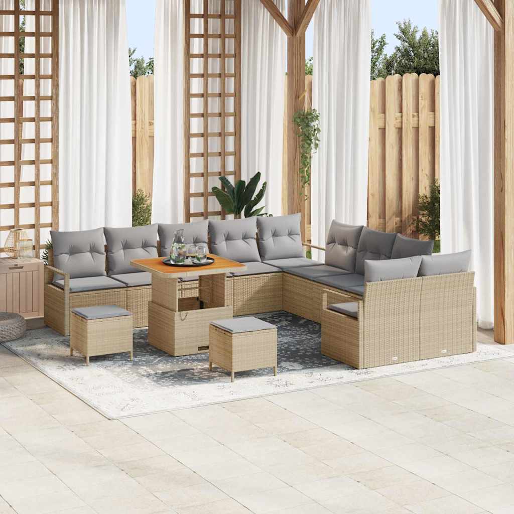 vidaXL Garden Sofa Set with Cushions 13 pcs Black Poly Rattan