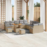 vidaXL Garden Sofa Set with Cushions 13 pcs Black Poly Rattan