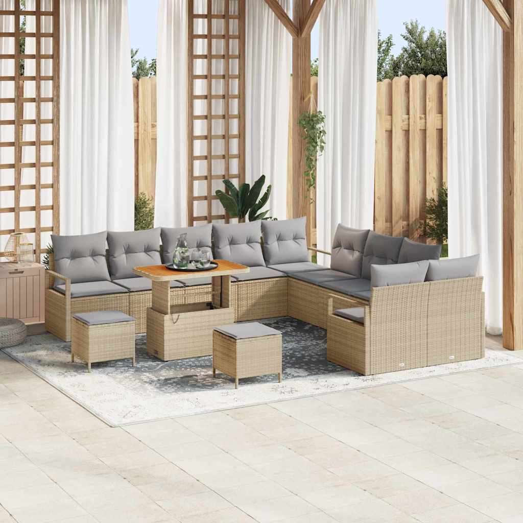 vidaXL Garden Sofa Set with Cushions 13 pcs Black Poly Rattan