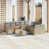 vidaXL Garden Sofa Set with Cushions 13 pcs Black Poly Rattan