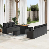 vidaXL Tuinbank Set met kussen 10 pcs Zwart poly rattan