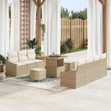 vidaXL Tuinbank Set met kussen 10 pcs Zwart poly rattan