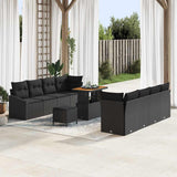 vidaXL Tuinbank Set met kussen 11 pcs Zwart poly rattan
