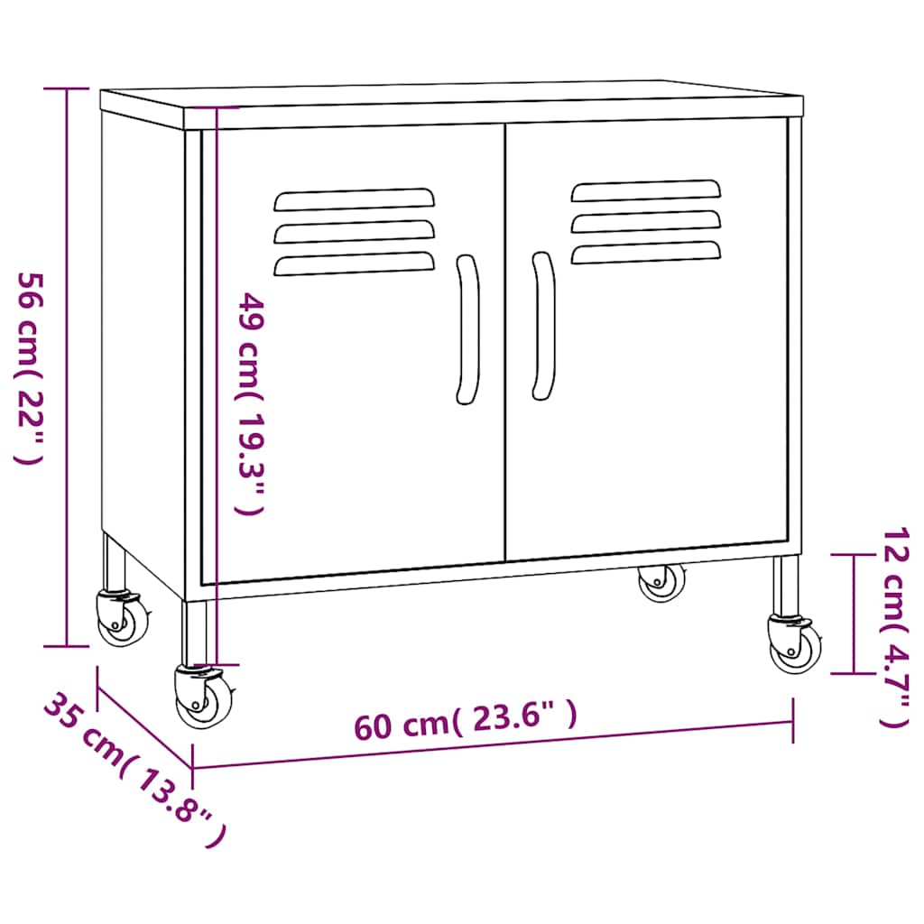 vidaXL Storage Cabinet 60x35x56 cm Steel Olive Green