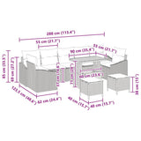 vidaXL Tuinbank Set met kussen 10 pcs Zwart poly rattan