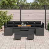 vidaXL Tuinbank Set met kussen 10 pcs Zwart poly rattan