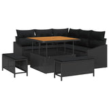 vidaXL Tuinbank Set met kussen 8 pcs Zwart poly rattan