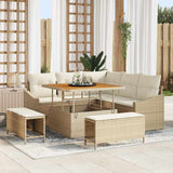 vidaXL Tuinbank Set met kussen 8 pcs Zwart poly rattan
