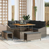 vidaXL Tuinbank Set met kussen 8 pcs Zwart poly rattan