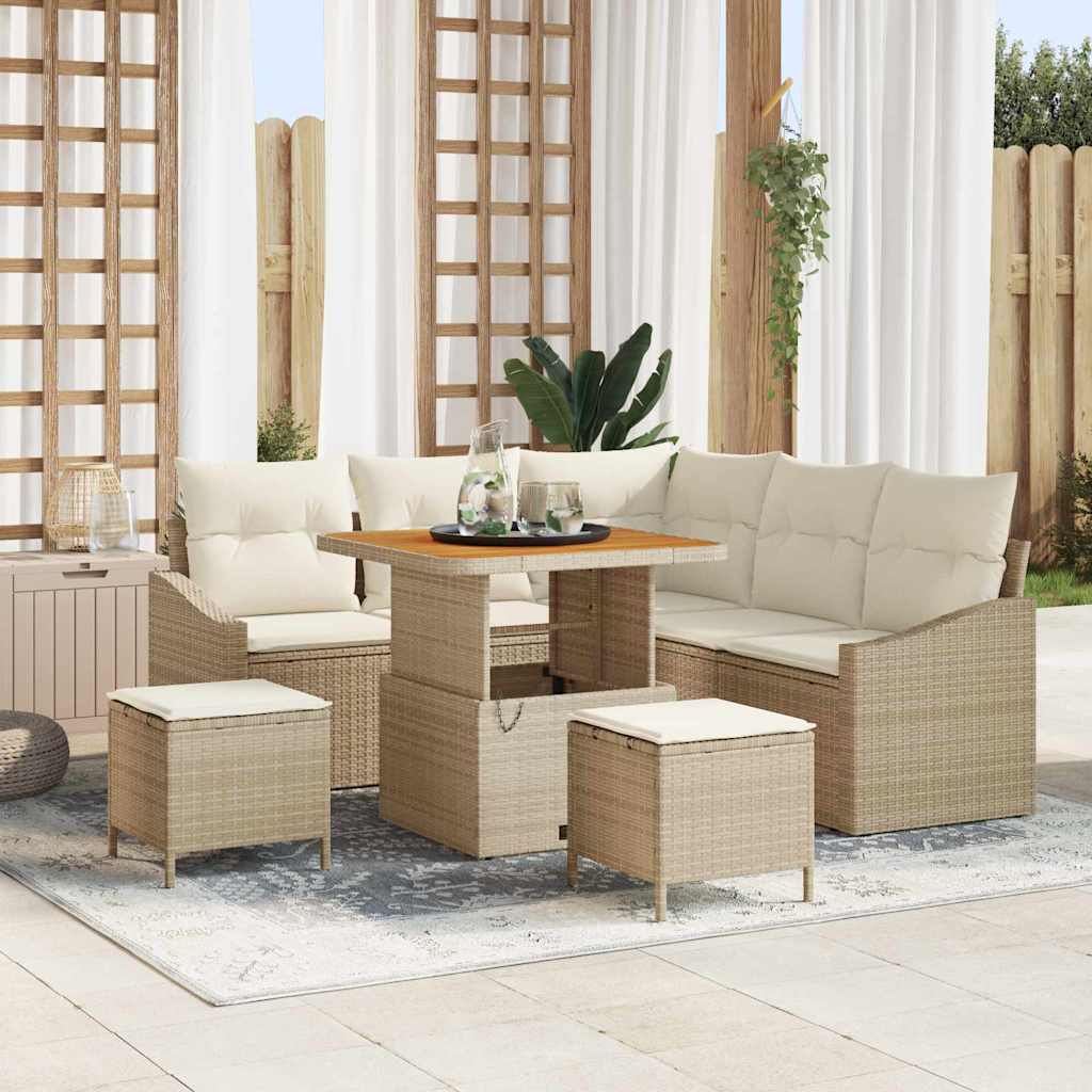 vidaXL Tuinbank Set met kussen 8 pcs Zwart poly rattan