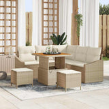 vidaXL Tuinbank Set met kussen 8 pcs Zwart poly rattan