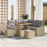 vidaXL Tuinbank Set met kussen 8 pcs Zwart poly rattan